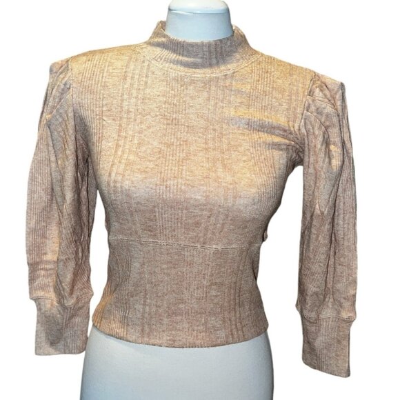 Band of the Free NWT Mock Neck Ribbed Long Sleeve Sweater Sz L Womens Beige - Picture 3 of 11